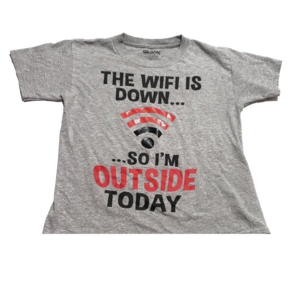 boys WIFI graphic tee shirts size 10/12 gray graph